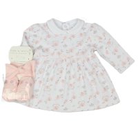 M14278: Baby Girls Dress Headband & Bootees Outfit (NB-3 Months)
